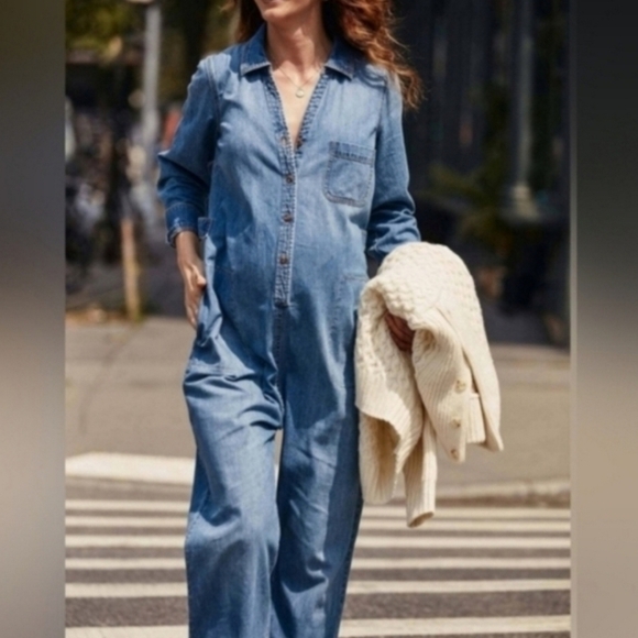 Hatch the everyday nursing denim jumpsuot 2 ( medium )